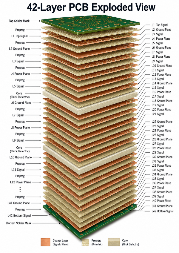 32 to 42 Layer PCB Stackup Cross-section Analysis