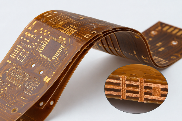Micro cross-section view of multilayer routing layers