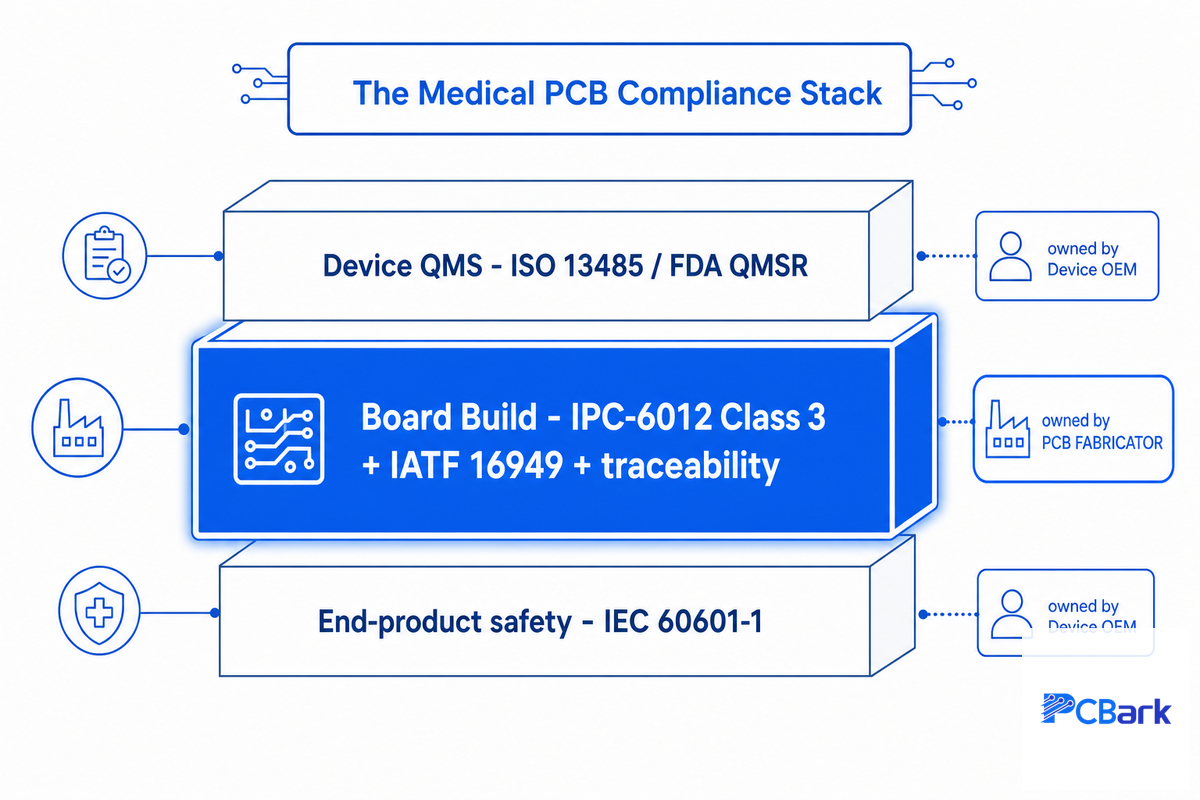Standards and Compliance: The Medical PCB Compliance Stack — PCBark