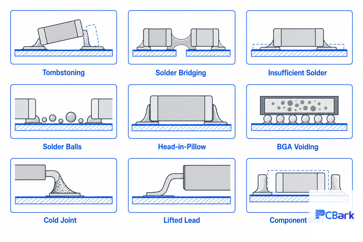 Common PCBA Defects and Their Root Causes — PCBark