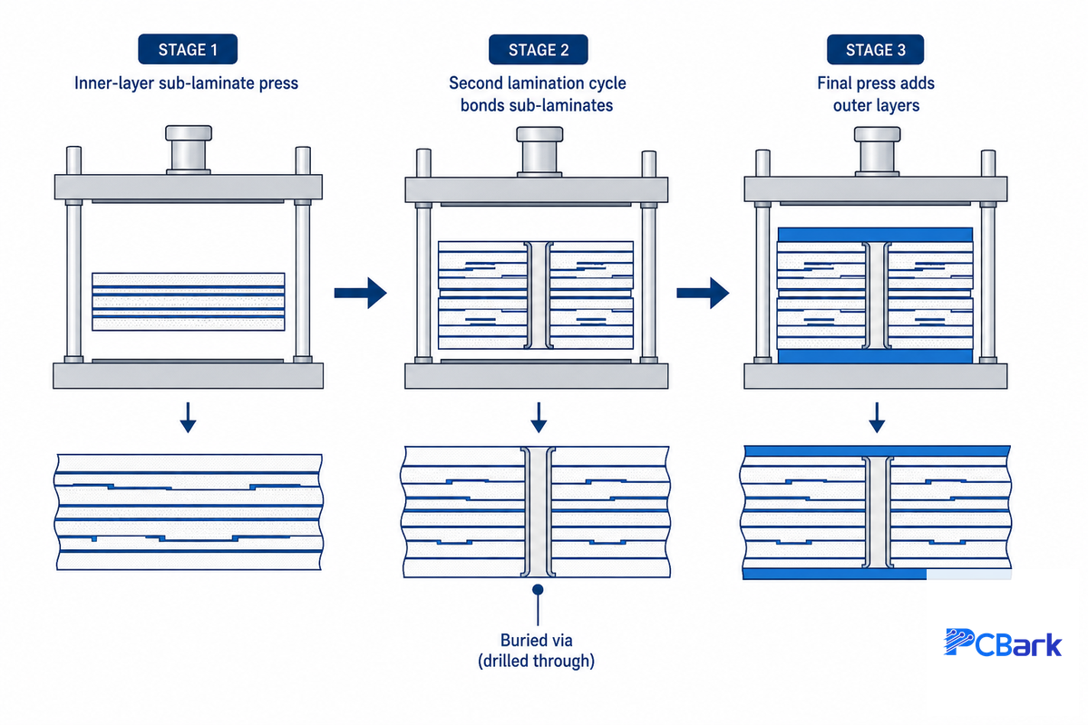 Why Sequential Lamination Becomes Necessary (and What Materials Survive It) — PCBark