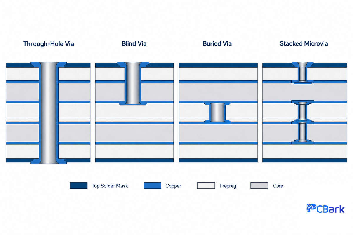 Blind, Buried, and Stacked Microvia Structures: The Via-Type-to-Lamination-Cycle Cost Map — PCBark