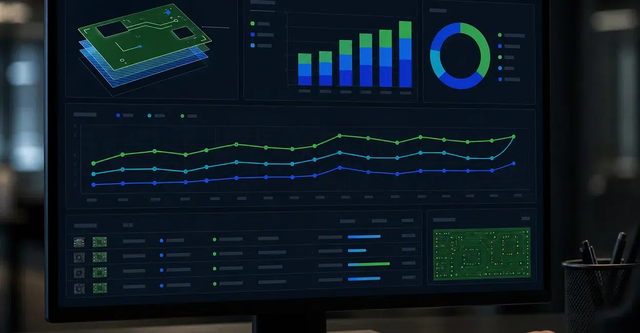 Cost breakdown dashboard for transparent PCB manufacturing quotes