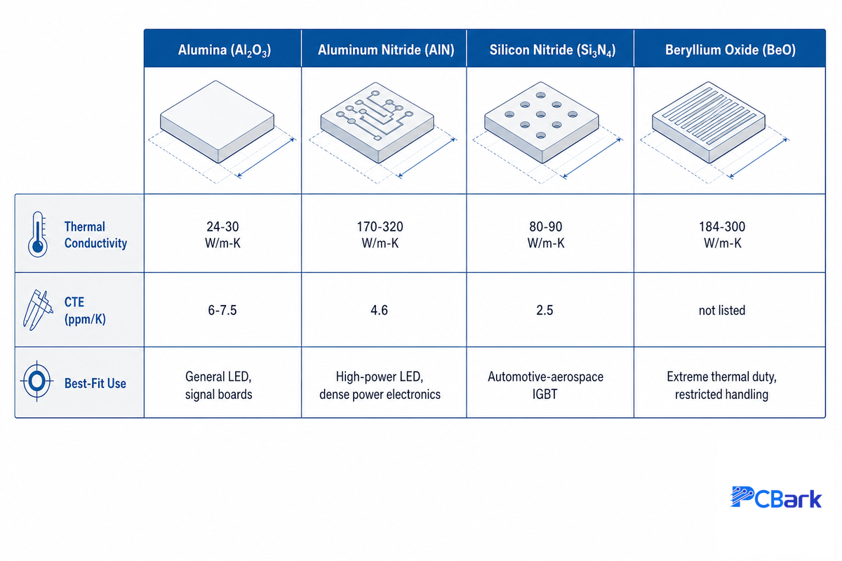 The Four Ceramic Substrate Materials, Compared by Where Each One Actually Wins — PCBark