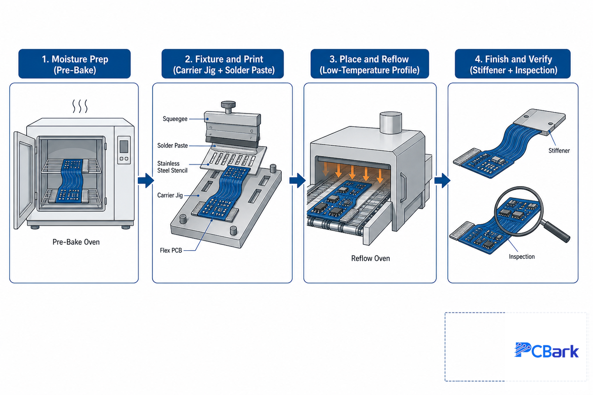 How Flex PCB Assembly Actually Works, Step by Step — PCBark