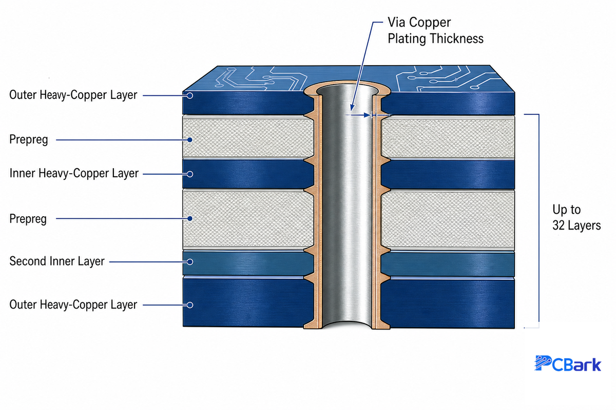 Multilayer Stack-Up & Via Design for Heavy Copper — PCBark