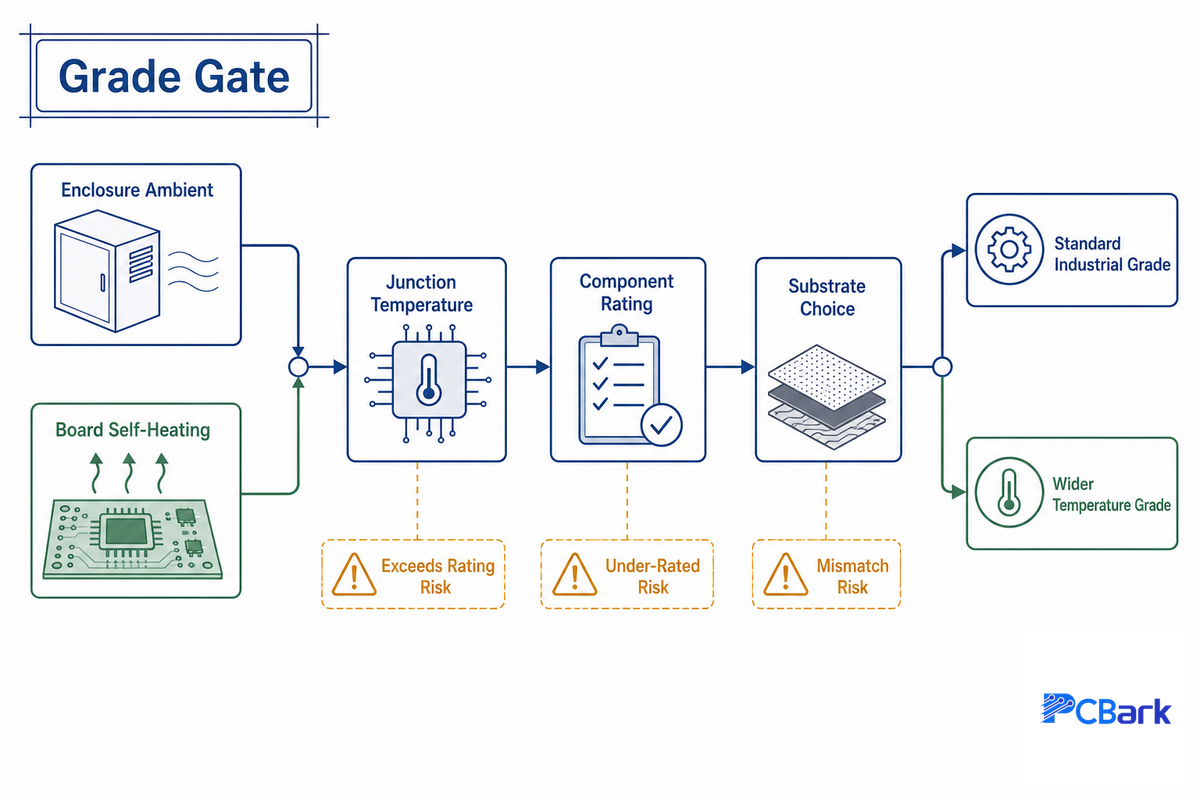 Temperature Grades & Substrate Materials: The −40 °C / +85 °C Grade Gate — PCBark