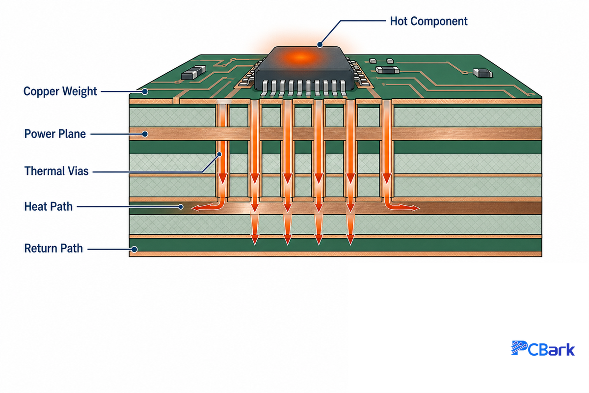 Layer Stackup, Heavy Copper & Thermal Management — PCBark