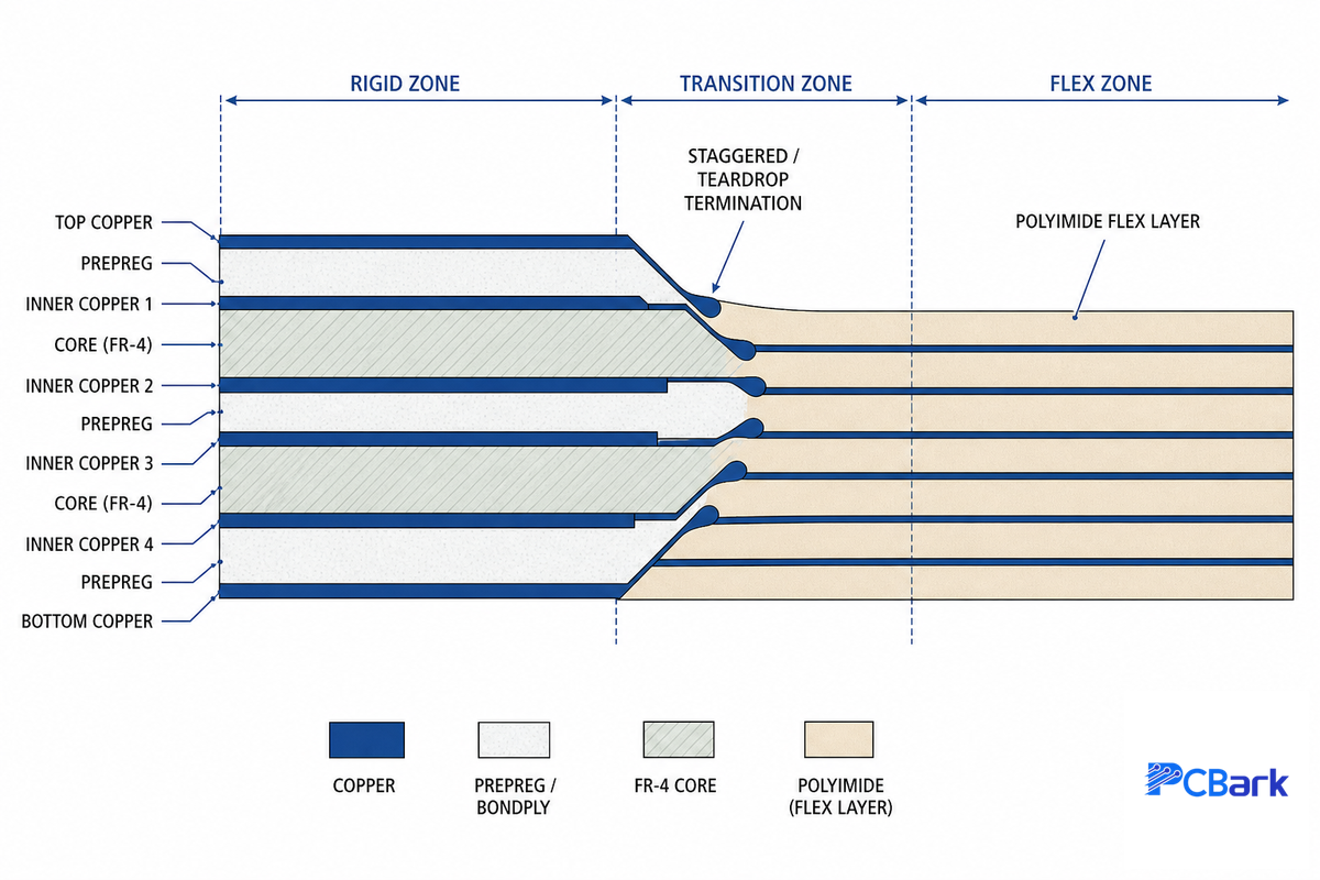 Layer Stack-Up Architecture and the Rigid-to-Flex Transition Zone — PCBark