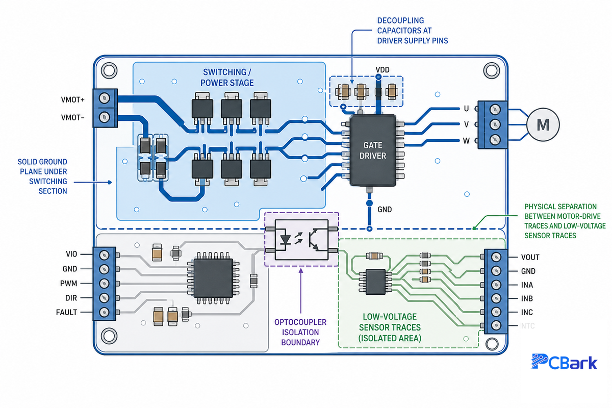Motor-Driver Boards, Thermal & EMI Design — PCBark