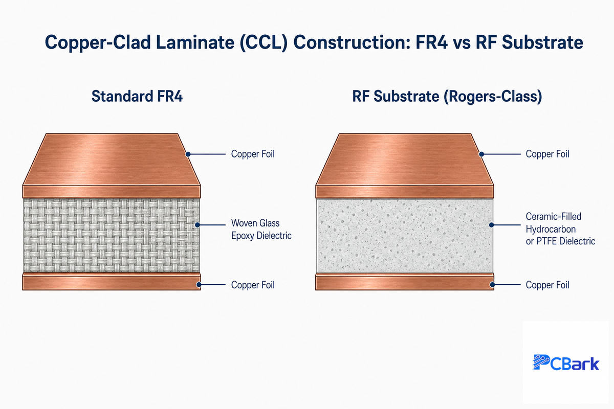 PCB Material Basics: From Copper-Clad Laminate to RF Substrate — PCBark
