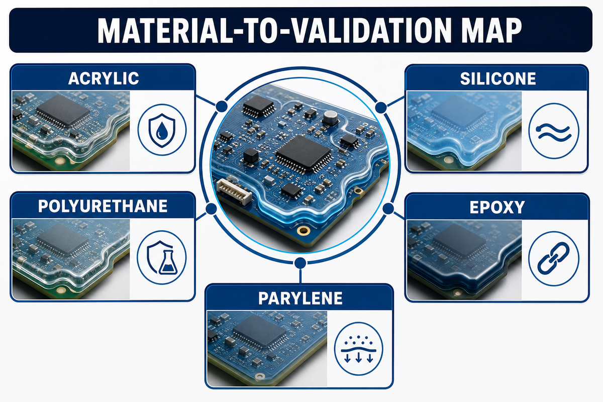 Conformal coating types: acrylic, silicone, polyurethane, epoxy, and parylene — PCBark