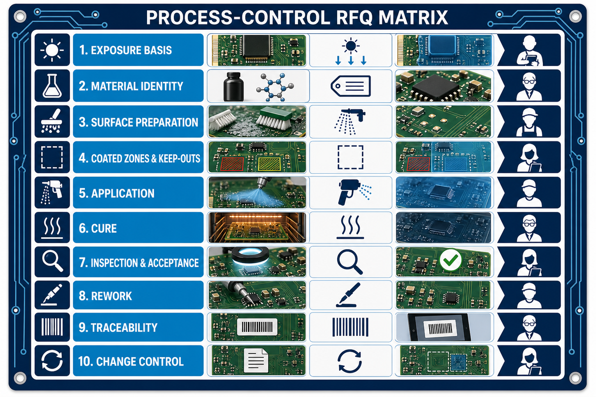 The Process-Control RFQ Matrix for coated PCB assemblies — PCBark