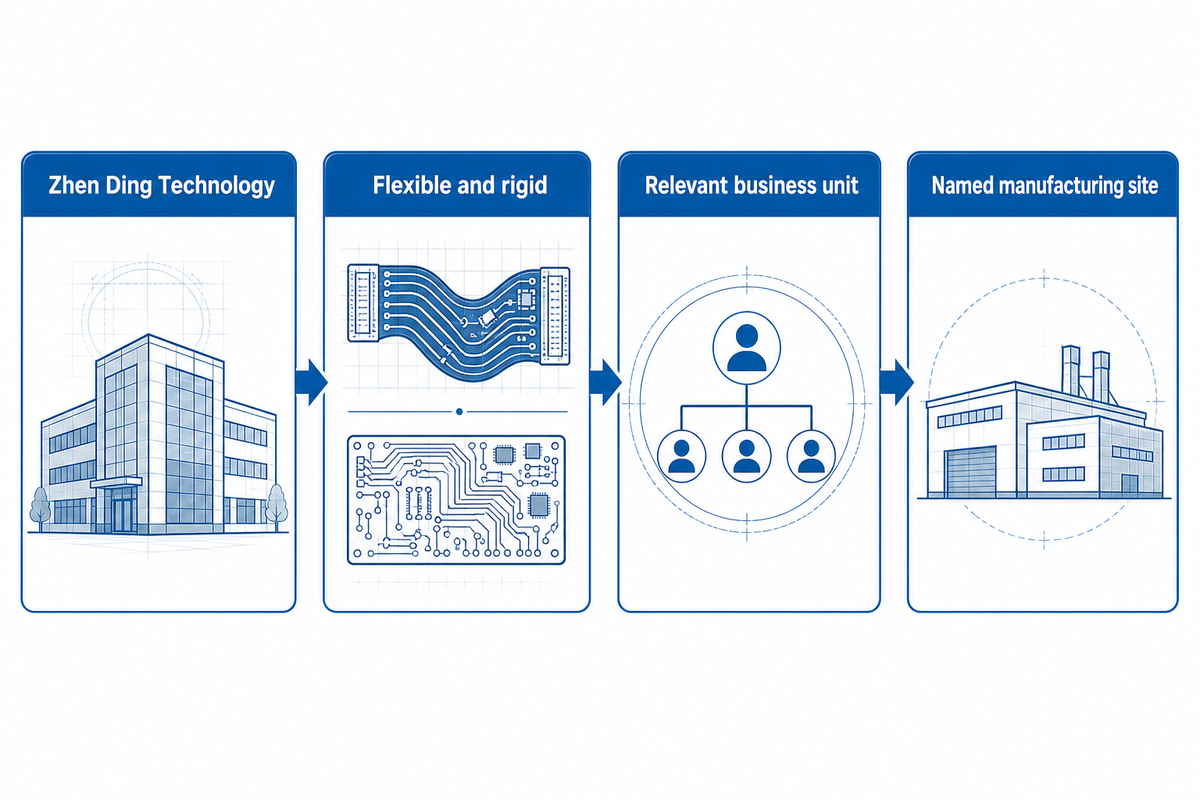Zhen Ding Technology; Flexibles y rígidas; Unidad de negocio pertinente; Planta de fabricación identificada.