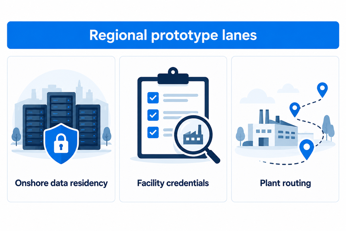 Defense, aerospace, and European rapid-prototype programs require onshore data residency, facility credentials, and transparent plant routing.