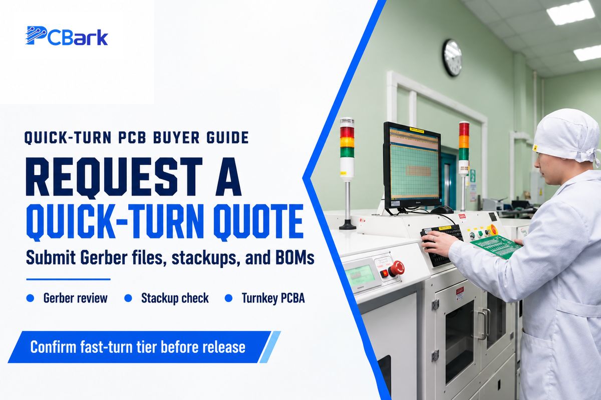 Submit Gerber files, stackups, and BOMs to PCBark to receive a DFM-verified quick-turn PCB and PCBA quotation.