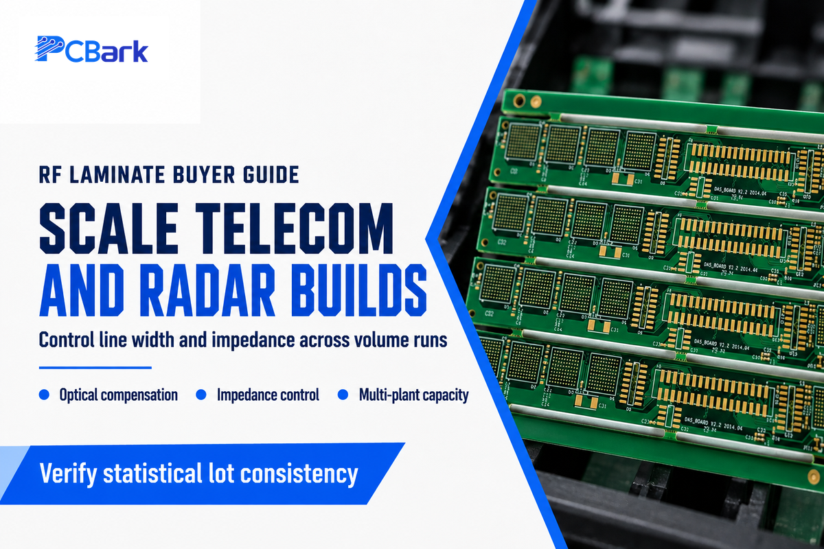 High-volume telecom and automotive radar production requires optical compensation, statistical impedance control, and multi-plant capacity.
