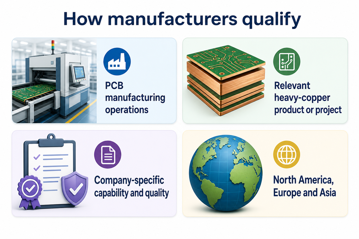 Selection requires PCB manufacturing, a relevant copper offer and company-specific capability evidence.