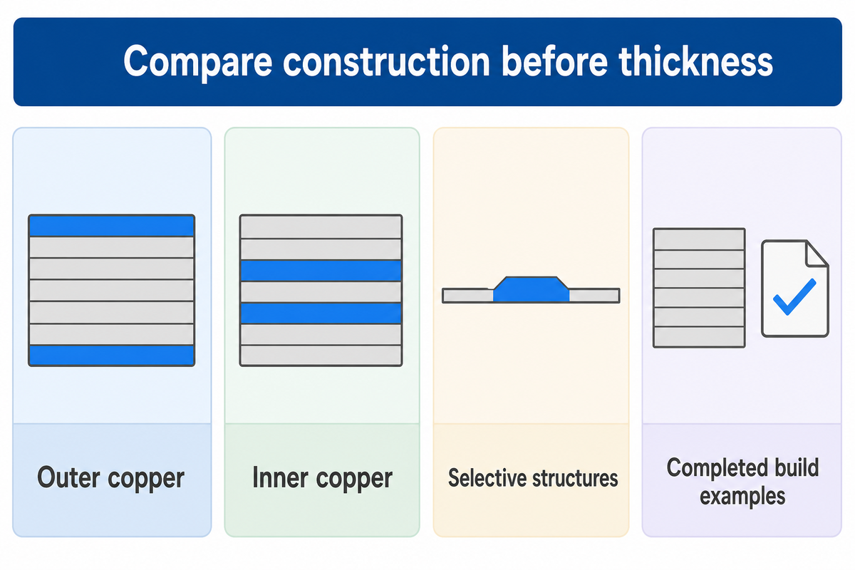Outer, inner, selective and demonstrated-build copper values are distinct categories in the supplier comparison.